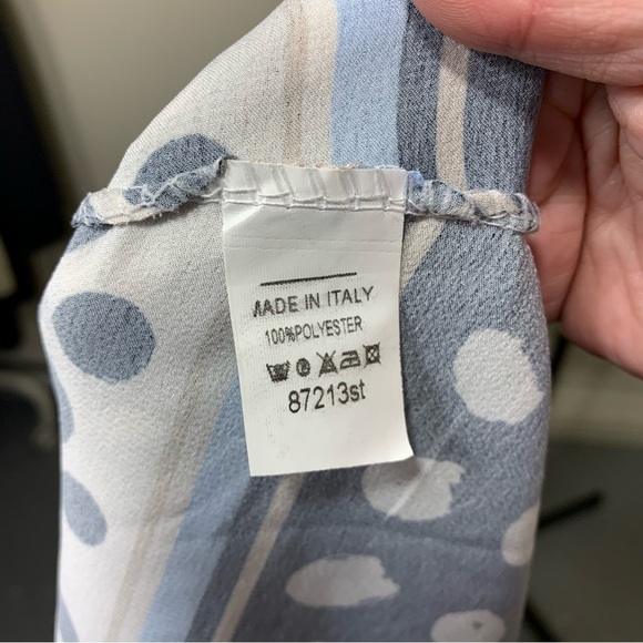 UCHUU italian lagen look neutral flowy dots button down satiny tunic blouse M/L - Picture 12 of 12